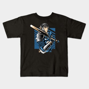 Artwork Illustration Mighty Knight With Golden Sword Kids T-Shirt